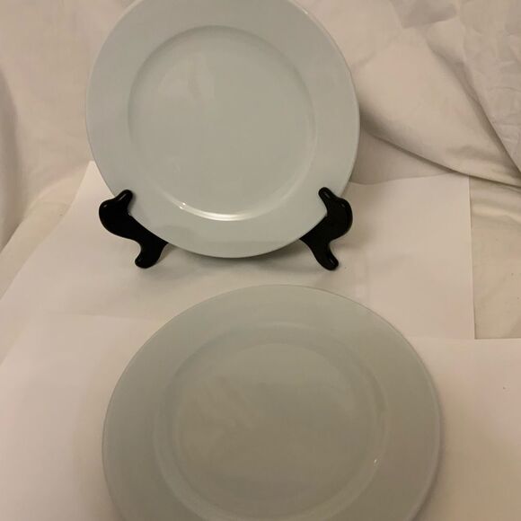 New Sur la Table Turkey WHITE Rim Dinner Plate 10 5/8" set of 2 - Picture 2 of 6